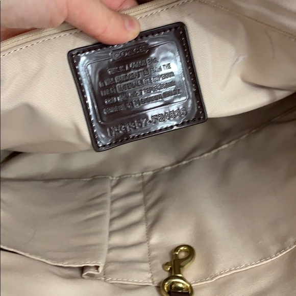 Coach Mahogany & Camel Stripe Wool Shoulder Tote - Picture 10 of 10